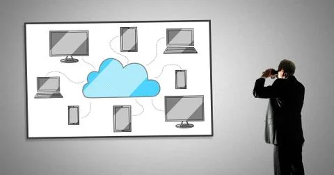 Cloud computing concept on a whiteboard Stock Photos