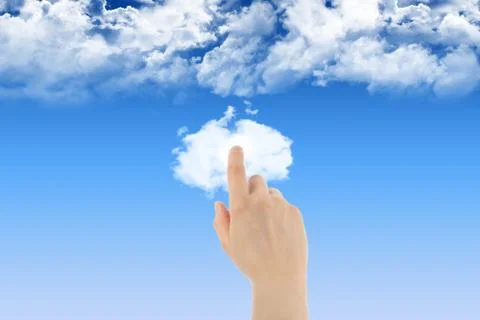 Cloud computing concept with woman hand 스톡 사진