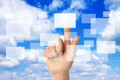 Cloud computing concept with woman hand Foto stock