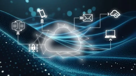 Cloud computing concept.Abstract cloud connection technology background.4k  Stock Footage 291291096