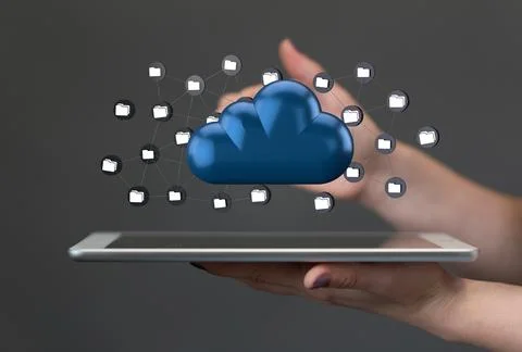 Cloud computing concept.Abstract cloud connection technology background Stock Photos