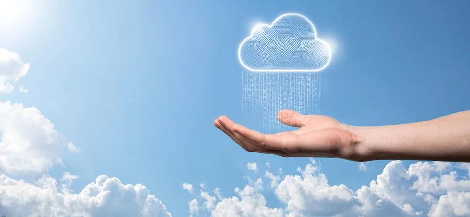 Cloud computing concept,cloud for transfer data.Cloud computing, big data cen Stock Photos