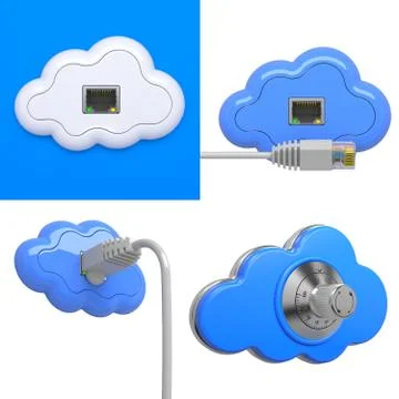 Cloud Computing Concepts - 3D Set. Stock Illustration