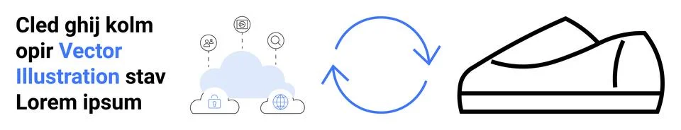 Cloud Computing Concepts with Data Icons and Stylized Shoe Outline Stock Illustration