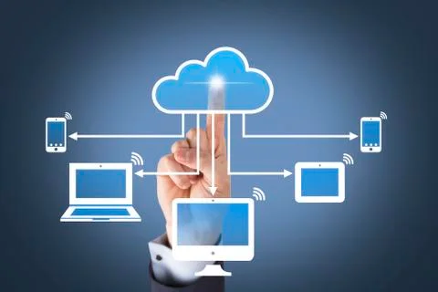 Cloud Computing Concepts on Touch Screen Stock Illustration