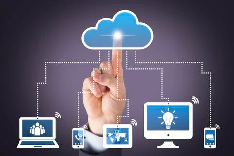 Cloud Computing Concepts on Visual Screen Stock Illustration