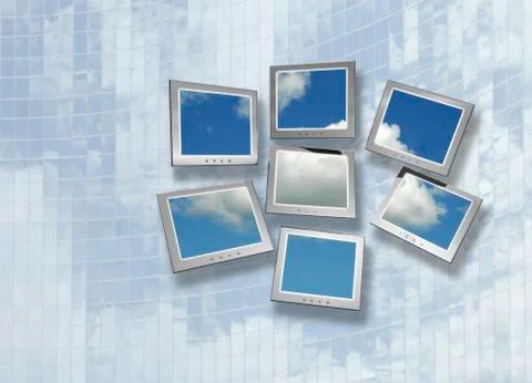 Cloud computing, conceptual artwork 스톡 일러스트
