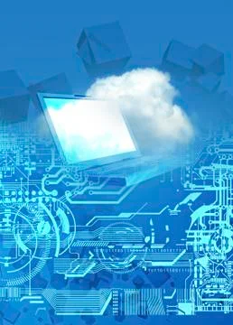Cloud computing, conceptual artwork Stock Illustration