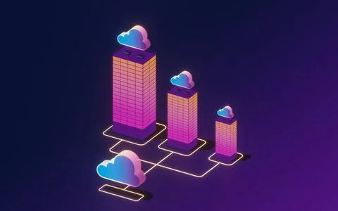Cloud computing conceptual illustration, 3d rendering. Stock Illustration