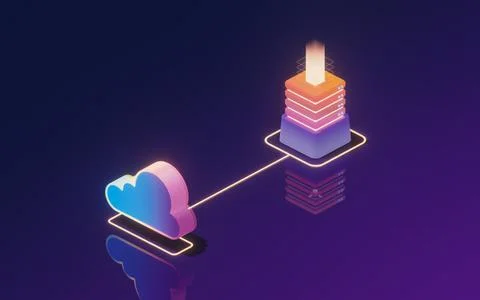 Cloud computing conceptual illustration, 3d rendering. Stock Illustration