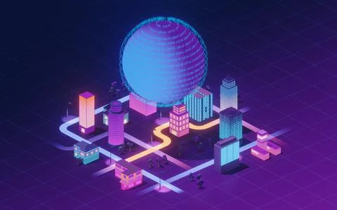 Cloud computing conceptual illustration, 3d rendering. Stock Illustration