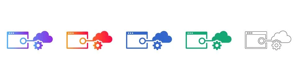 Cloud Computing Configuration Icon Set 库存插图