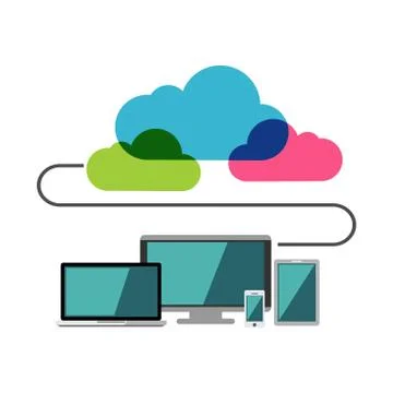 Cloud computing. Connect to internet. Stock Illustration