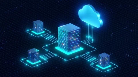 Cloud Computing with Connected Data Servers Stock Footage 276488742