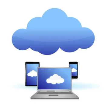 Cloud computing connected to technology Stockillustratie