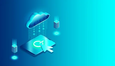 Cloud Computing - Connected Virtual and Physical Cloud Servers 스톡 일러스트