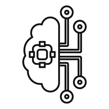 Cloud computing connecting with artificial intelligence icon outline style Stock Illustration
