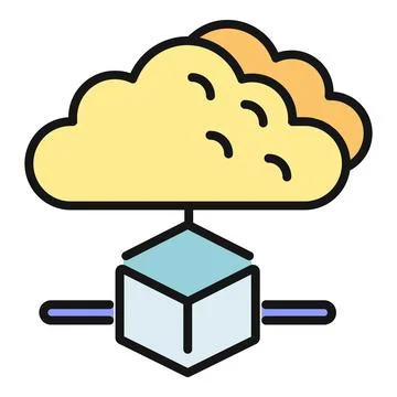 Cloud computing connecting to block data storage icon Stock Illustration