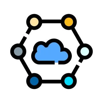 Cloud computing connecting data storage network nodes Illustration