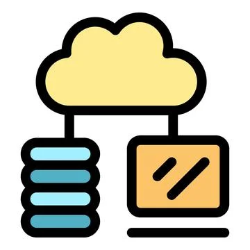 Cloud computing connecting database and computer system Stockillustratie