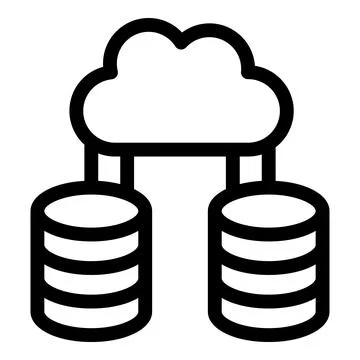Cloud computing connecting databases icon outline style イラスト素材