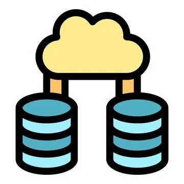 Cloud computing connecting databases for seamless data synchronization Stock Illustration