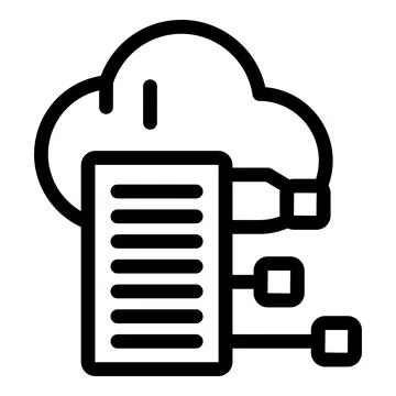 Cloud computing connecting devices with secure data storage icon Stock Illustration