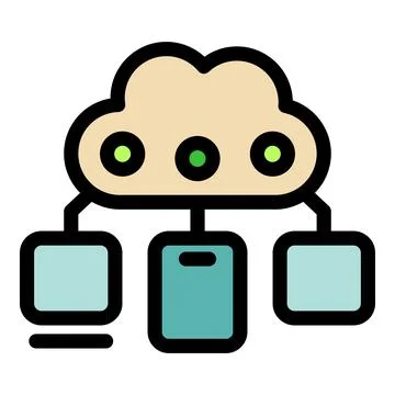 Cloud computing connecting devices with secured network Stock Illustration