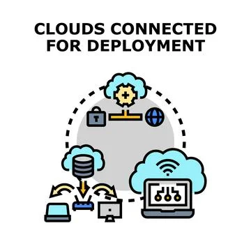 Cloud computing connecting global services for data deployment 库存插图