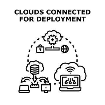 Cloud computing connecting global services for data deployment Stockillustratie