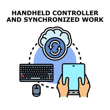 Cloud computing connecting handheld device and computer Stock Illustration