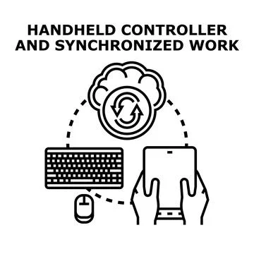 Cloud computing connecting handheld device and computer イラスト素材
