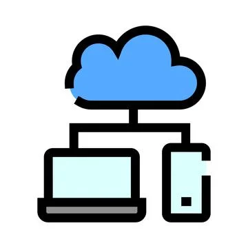 Cloud computing connecting laptop and mobile phone devices Illustrazione stock
