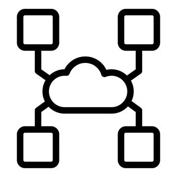 Cloud computing connecting multiple devices via network servers 스톡 일러스트