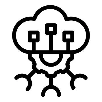Cloud computing connecting network data with processing power icon Stock Illustration