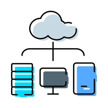 Cloud computing connecting server data and devices Stock Illustration