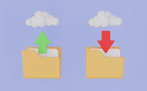 Cloud computing connection, Cloud with folder and exchange arrow icon Stock Illustration