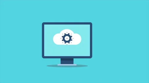 Cloud computing connection with digital devices, 4k animation. Stock Footage 200801635