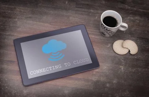 Cloud-computing connection on a digital tablet pc Stock Photos