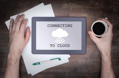 Cloud-computing connection on a digital tablet pc Stock Photos