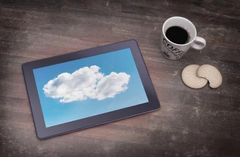 Cloud-computing connection on a digital tablet pc Stock Photos