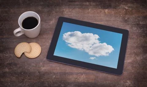 Cloud-computing connection on a digital tablet pc Stock Photos