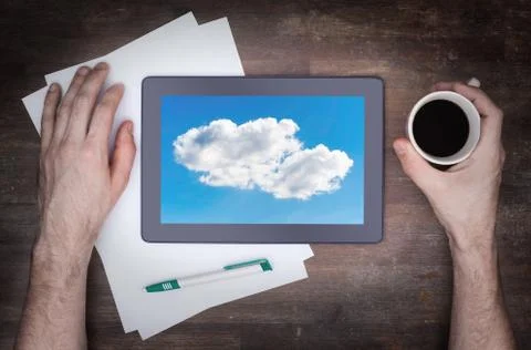 Cloud-computing connection on a digital tablet pc Stock Photos