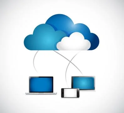 Cloud computing connection to electronics. Stock Illustration