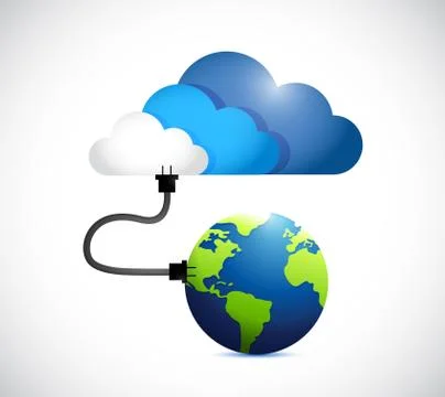 Cloud computing connection. globe and cloud イラスト素材