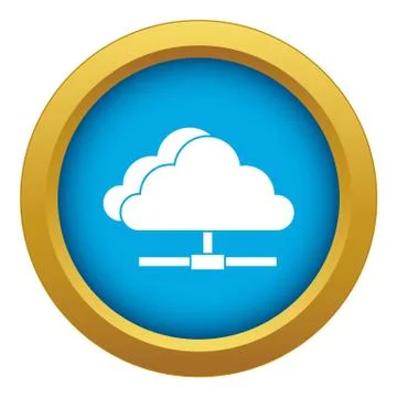 Cloud computing connection icon blue vector isolated Stock Illustration