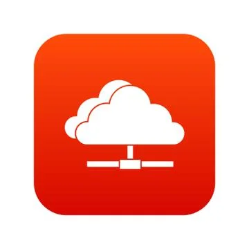 Cloud computing connection icon digital red Illustrazione stock