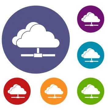 Cloud computing connection icons set Illustrazione stock
