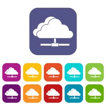 Cloud computing connection icons set 스톡 일러스트