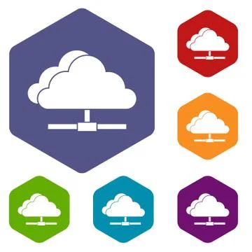 Cloud computing connection icons set 스톡 일러스트